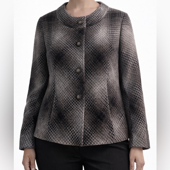 Pendleton Petite Wool Jacket | Gray Plaid | Size 18P | Virgin Wool Blend - Picture 7 of 7